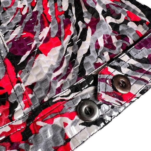 Shiny Abstract Print Jacket Womens Sz 14 Red Purple Black Bling Going Out Party - Picture 9 of 14